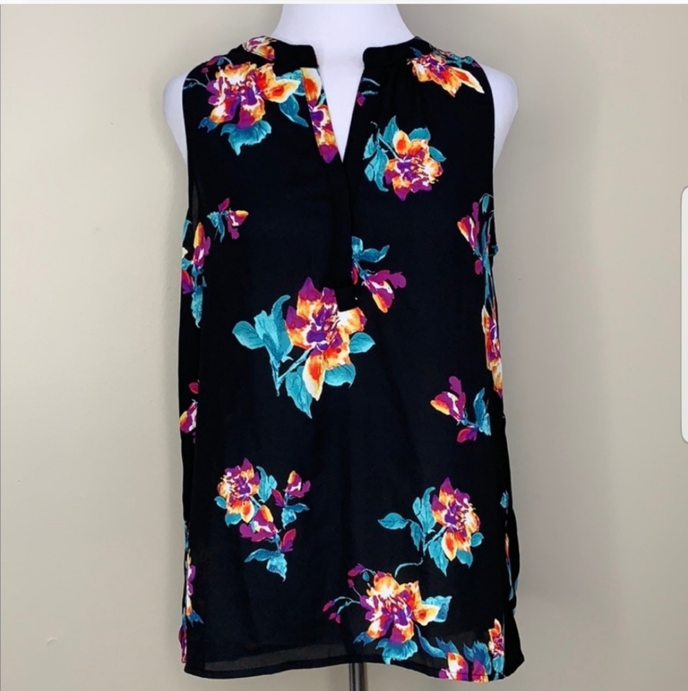 Sweet Rain | Sleeveless Floral Blouse Tank Top L